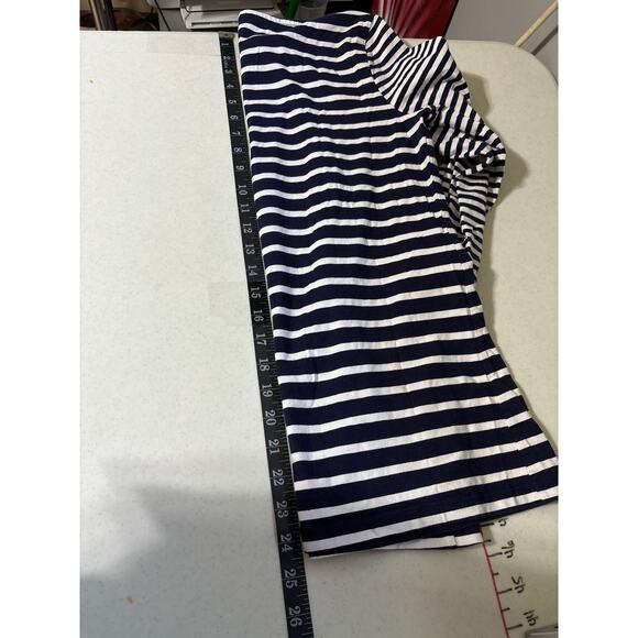 102. Merona Striped Boatneck Top Size Medium Blue White Nautical Preppy - Picture 6 of 13